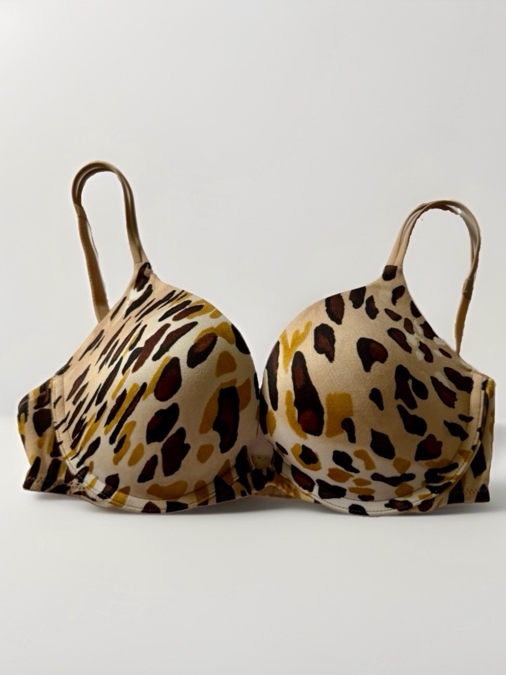 Y2K Victoria's Secret Very Sexy 2006 Leopard‎ Print Satin Push-Up Bra 34C